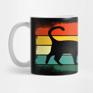 Black Cat Sunset Retro Vintage Mug